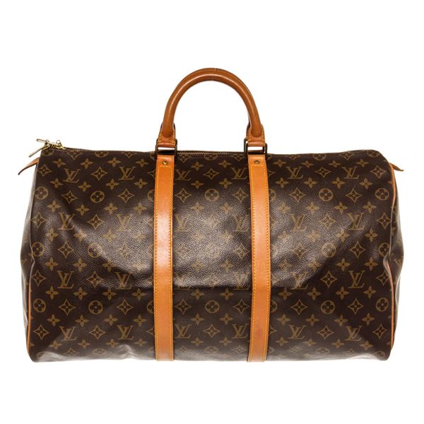 Louis Vuitton Monogram Canvas Leather Keepall 50 cm Duffle Bag Luggage