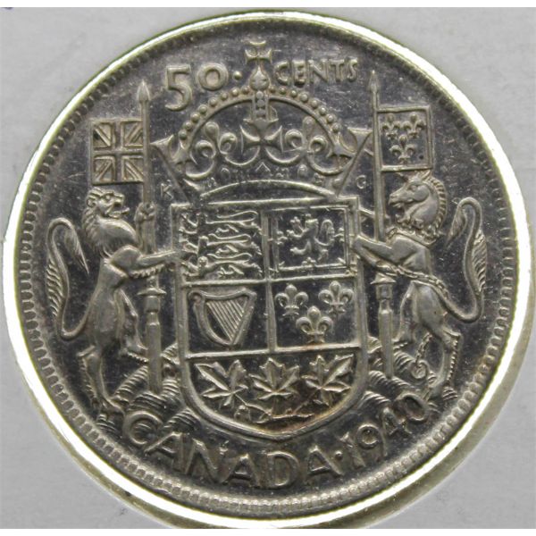 1940 CANADA SILVER 50 CENTS COIN
