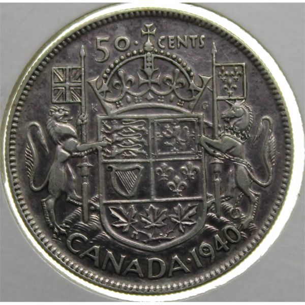 1940 CANADA SILVER 50 CENTS COIN