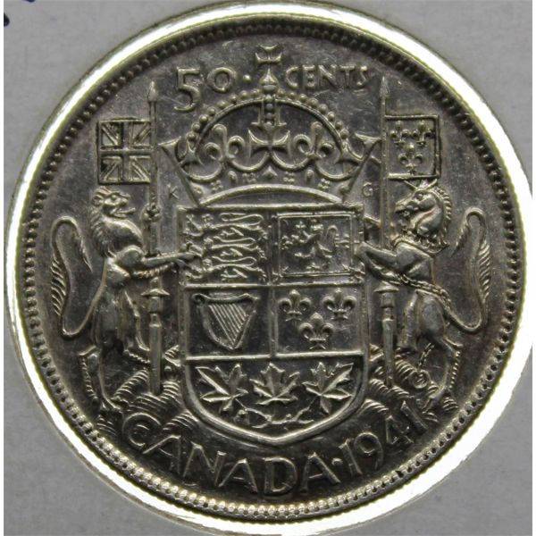 1941 CANADA SILVER 50 CENTS COIN