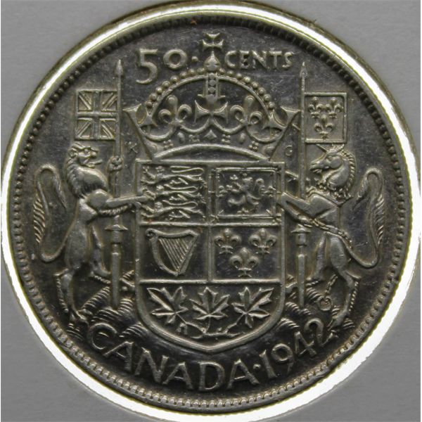 1942 CANADA SILVER 50 CENTS COIN