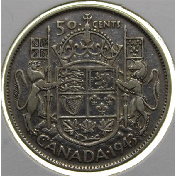 1943 CANADA SILVER 50 CENTS COIN