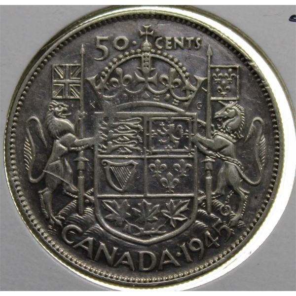 1945 CANADA SILVER 50 CENTS COIN