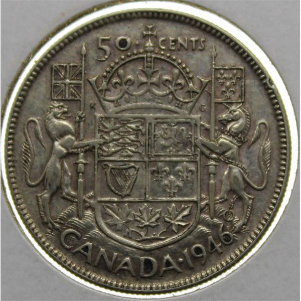 1946 CANADA SILVER 50 CENTS COIN