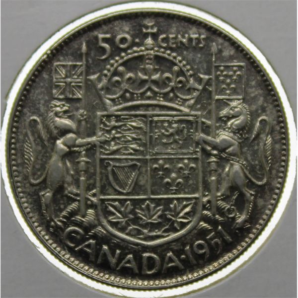 1951 CANADA SILVER 50 CENTS COIN