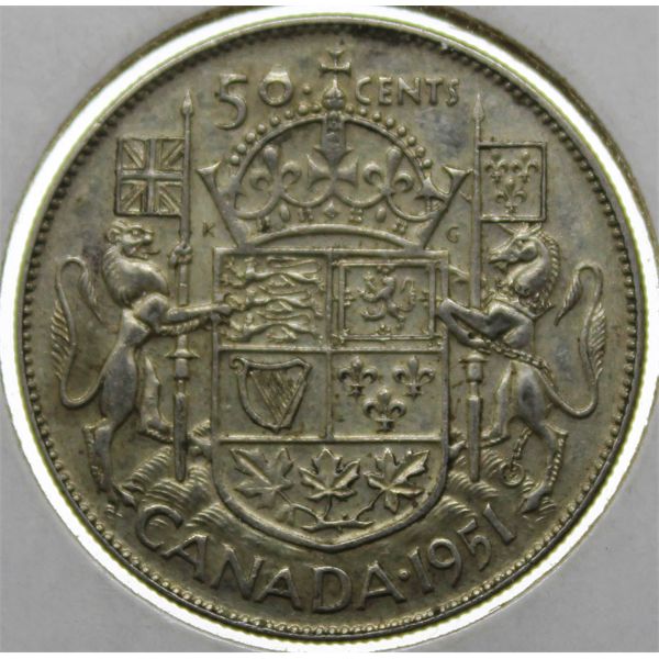1951 CANADA SILVER 50 CENTS COIN                      