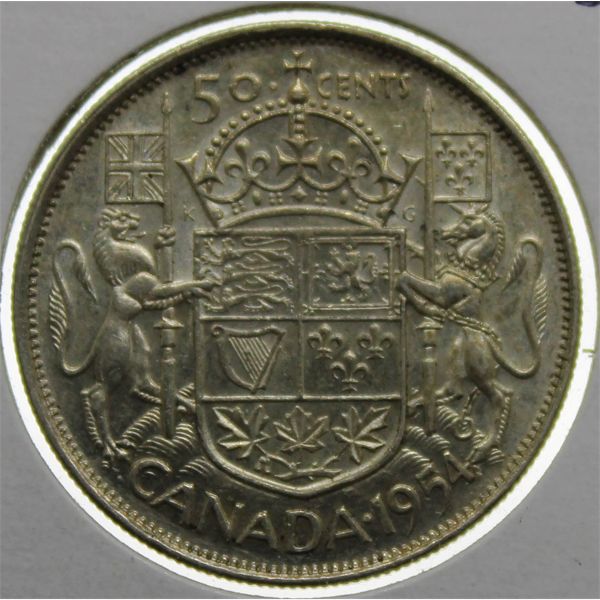 1954 CANADA SILVER 50 CENTS COIN