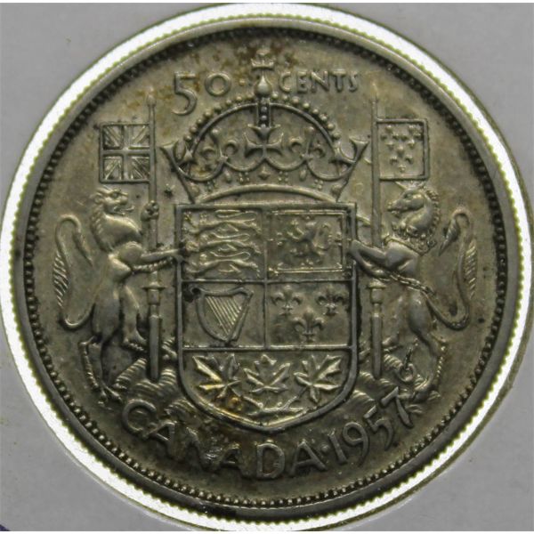 1957 CANADA SILVER 50 CENTS COIN