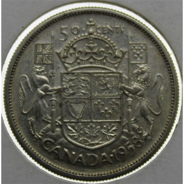 1958 DOT CANADA SILVER 50 CENTS COIN
