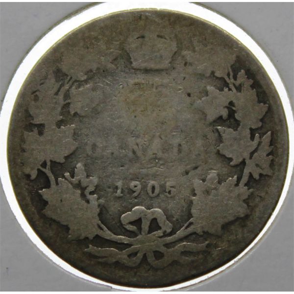 1905 FILLER CANADA SILVER 25 CENTS COIN