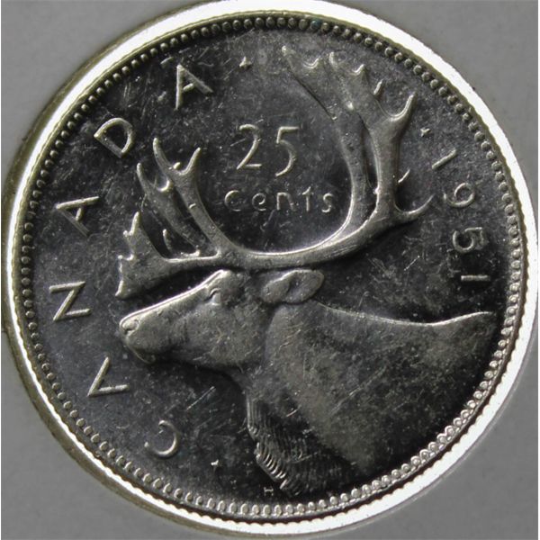 1951 CANADA SILVER 25 CENTS COIN