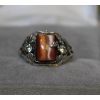 Image 1 : WOMENS SIZE 6.5 .925 SILVER RING W/ ORANGE TIGERS EYE STONE INLAY