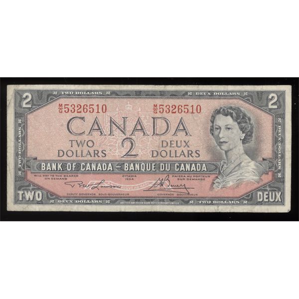 1954 CANADA BEATTIE-RASMINSKY 2 DOLLAR NOTE