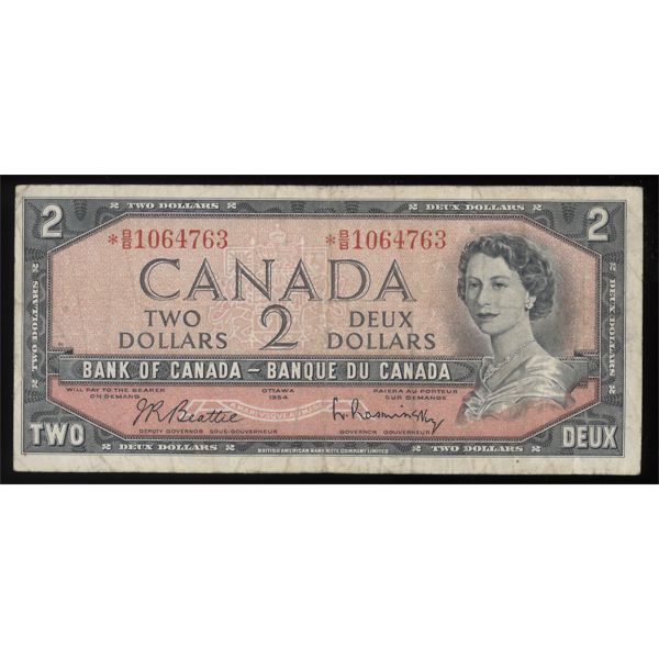 1954 CANADA BEATTIE-RASMINSKY 2 DOLLAR NOTE