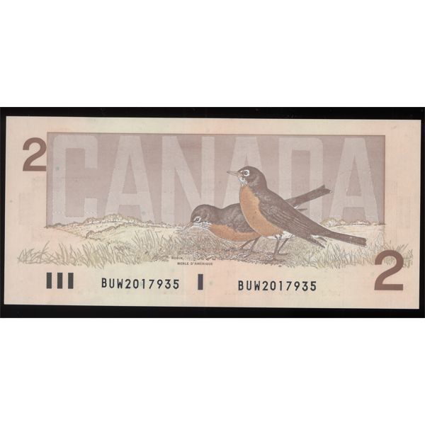 1986 CANADA THIESSEN-CROW 2 DOLLAR BANKNOTE
