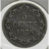 Image 1 : 1876 H NEWFOUNDLAND 5 CENTS SILVER COIN