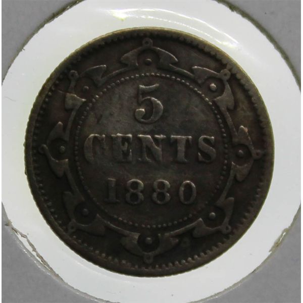 1880 NEWFOUNDLAND 5 CENTS SILVER COIN