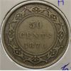 Image 1 : 1876 H NEWFOUNDLAND 50 CENTS SILVER COIN