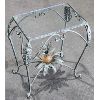 Image 1 : PINEAPPLE DECOR GLASS TOP METAL END TABLE