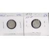 Image 1 : 2 NEWFOUNDLAND 5 CENTS SILVER COINS 1945 -