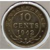 Image 1 : 1942 NEWFOUNDLAND 10 CENTS SILVER COIN