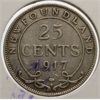 Image 1 : 1917 NEWFOUNDLAND 25 CENTS SILVER COIN