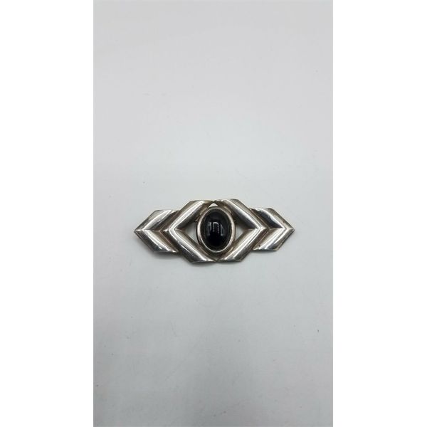 7.07G 925 SILVER BROOCH W/ ONYX 
