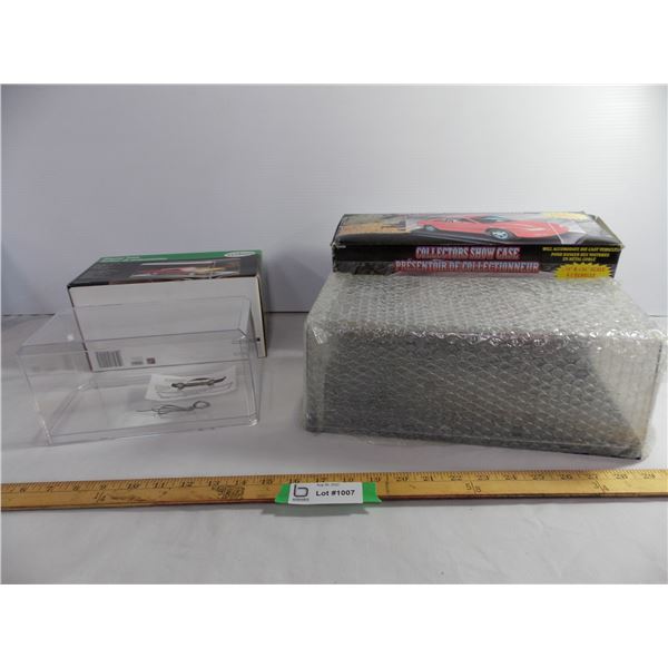 (2) Display Cases-larger one has bubble wrap still taped on, both look unused