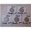 Image 2 : (5) 1963 Canadian Quarters