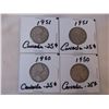 Image 2 : (2) 1950 and (2) 1951 Canadian Quarters