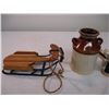 Image 2 : Small sled, Ceramic milk jug, misc