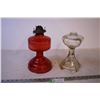Image 1 : (2) Kerosene Lamps (One just Base, one Missing Chimney )