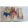 Image 1 : (2) Vintage Dolls with knitted blanket