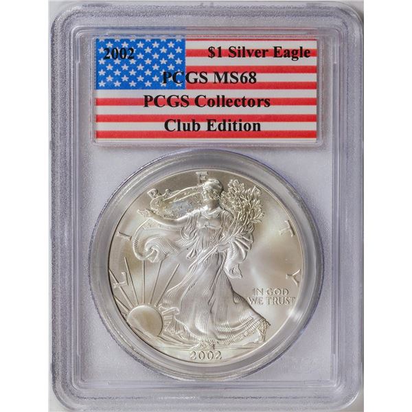 2002 American Silver Eagle .999 Fine Silver Dollar Coin PCGS MS68