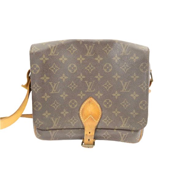 Louis Vuitton Brown Monogram Canvas Leather Cartouchiere MM Crossbody Bag