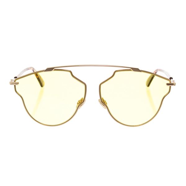Christian Dior Yellow So Real Pop Aviator Tortoise Acetate and Metal Sunglasses