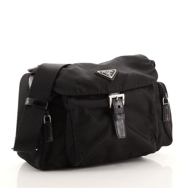 Prada Side Pocket Flap Messenger Bag Tessuto Small