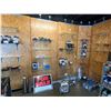Image 2 : **OSB & METAL DISPLAY 8 SECTIONS 36"W 2 SECTIONS 20"W 96"T, 40 GLASS SHELVES, CONTENTS NO INCLUDED