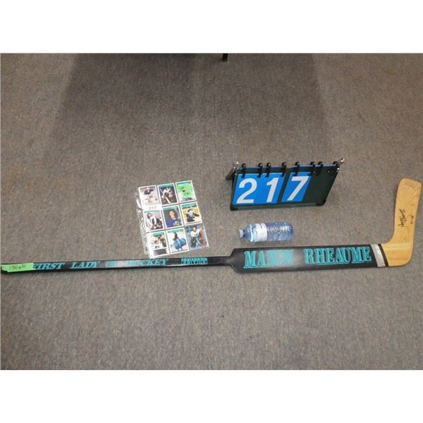 goalie stick & hockey cards