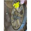 Image 2 : SM. WOODEN & METAL WHEEL & A SAD IRON W/HANDLE