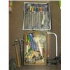 Image 1 : BOX OF MISC FILES, HAMMERS, HACK SAW ETC