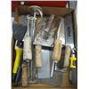 Image 2 : BOX OF ASSORTED TROWELS, TOOL BOX WITH MISC ELECTRICAL, NAIL PULLER ETC
