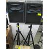 Image 2 : PAIR OF ELITE MICRON 160 LOUDSPEAKERS W/TRIPOD STANDS W/ MICROPHONE, PATCH CORDS, ETC. & MICRON C160