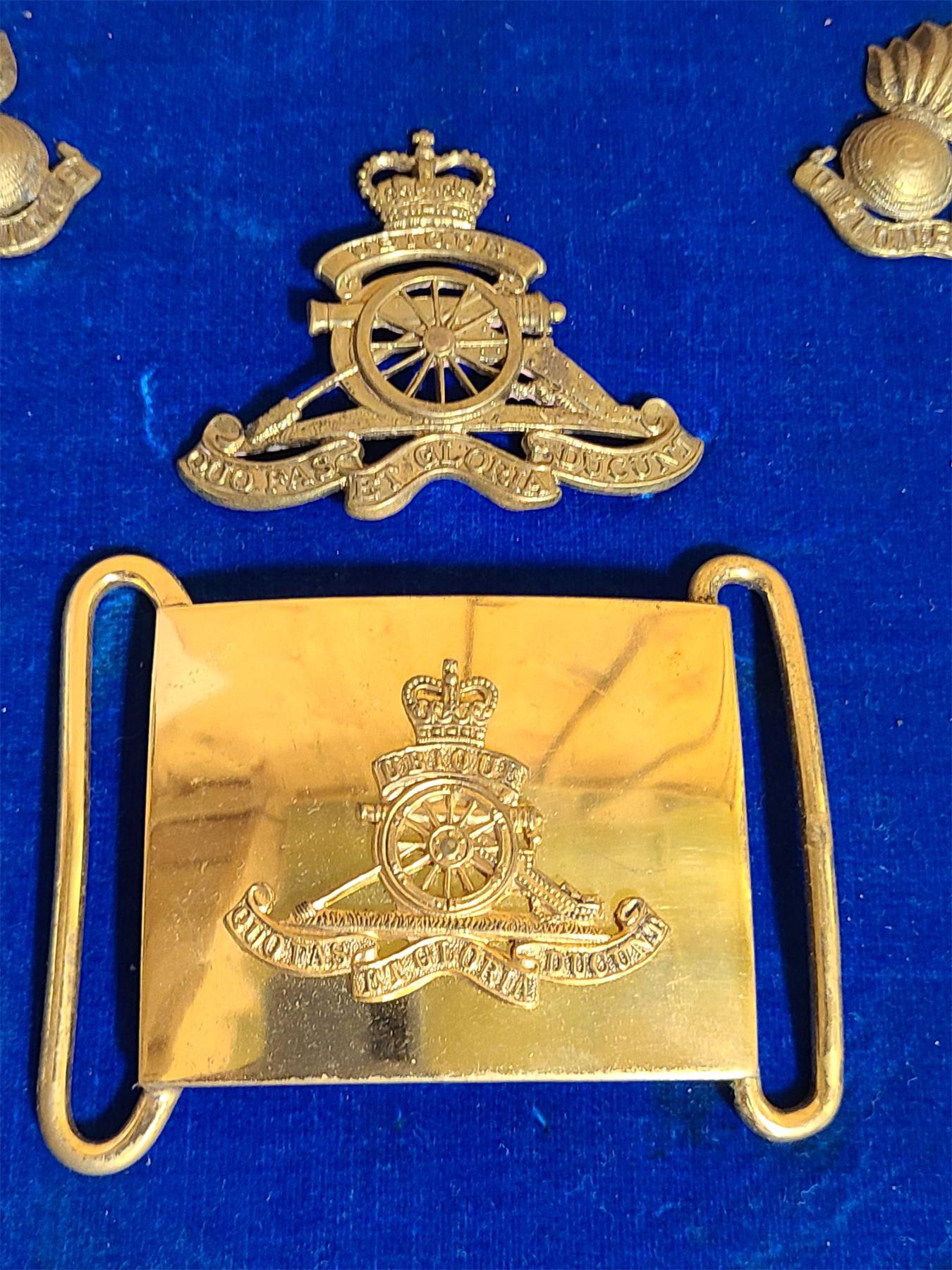 RCHA ARTILLERY BADGE SET - ON WOOD PLAQUE