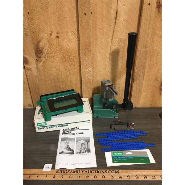 LOT OF 2 - RCBS STRIP PRIMING BENCH TOOL & RCBS APS STRIP LOADER (AS NEW)