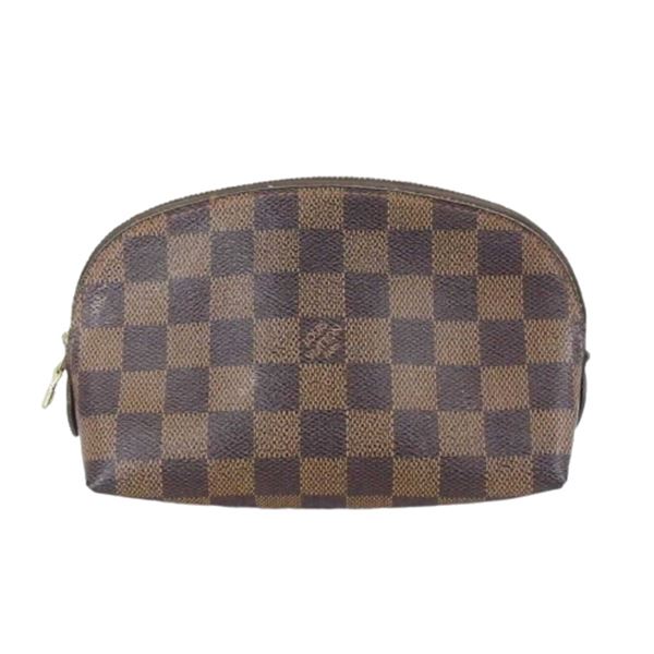 Louis Vuitton Damier Ebene Canvas Leather Cosmetic Pouch