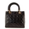 Image 2 : Christian Dior Brown Cannage Quilted Patent Leather Medium Lady Dior Bag