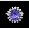 Image 2 : 14KT White Gold 4.91 ctw Tanzanite and Diamond Ring