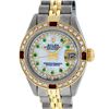 Image 1 : Rolex Ladies 2T MOP Emerald & Ruby Diamond Datejust Wristwatch