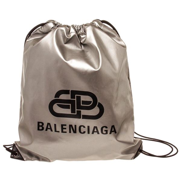 Balenciaga Silver Leather BB Explorer Shoulder Bag